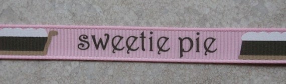Pink 3/8 inch grosgrain ribbon with perfect pie - April Klein Il_570xn