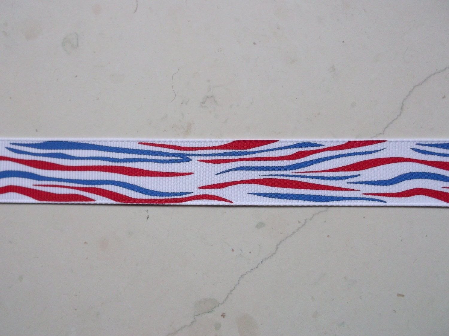 Patriotic Red & blue zebra stripes on white 7/8 inch grosgrain ribbon-4th of July Il_570xn