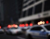 New York City cops photograph, NYPD police cars in Manhattan, New York City. Dark dreamy bokeh home decor. 8x10 fine art photo. UK seller