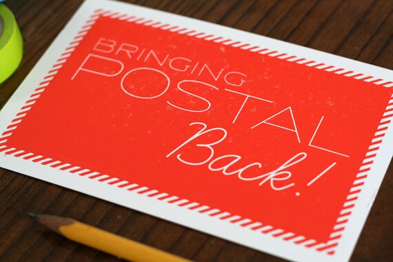 Bringing Postal Back Letterpress Printed Postcard