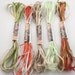 Silk Ribbon Embroidery Thread 5 meter lengths 5 Varigated hand dyed colour way mint Green red aqua lavender