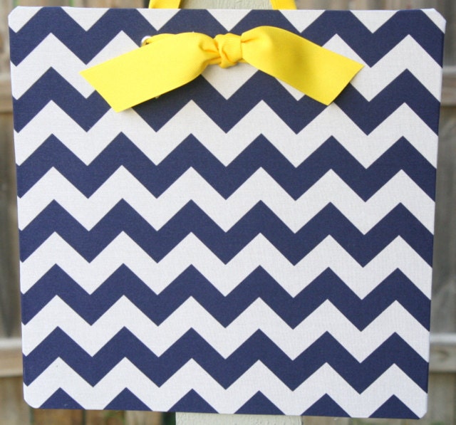 Fabric Covered Magnet Board - 12x12 - Navy Chevron