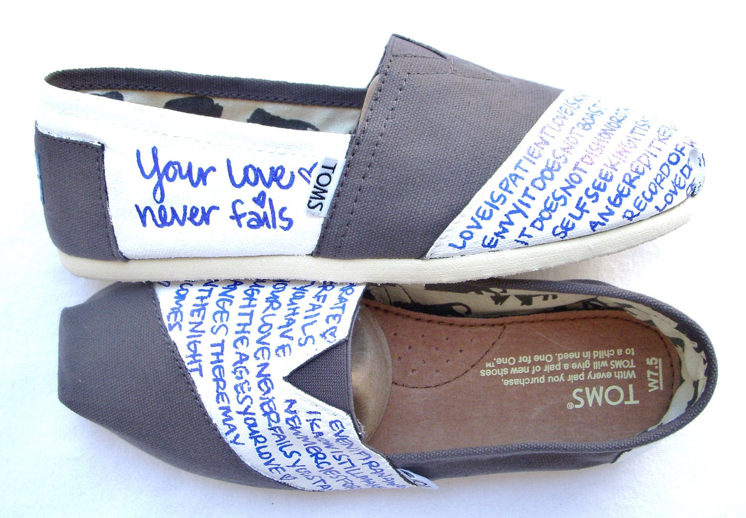 The Ella - Gray and White Custom TOMS