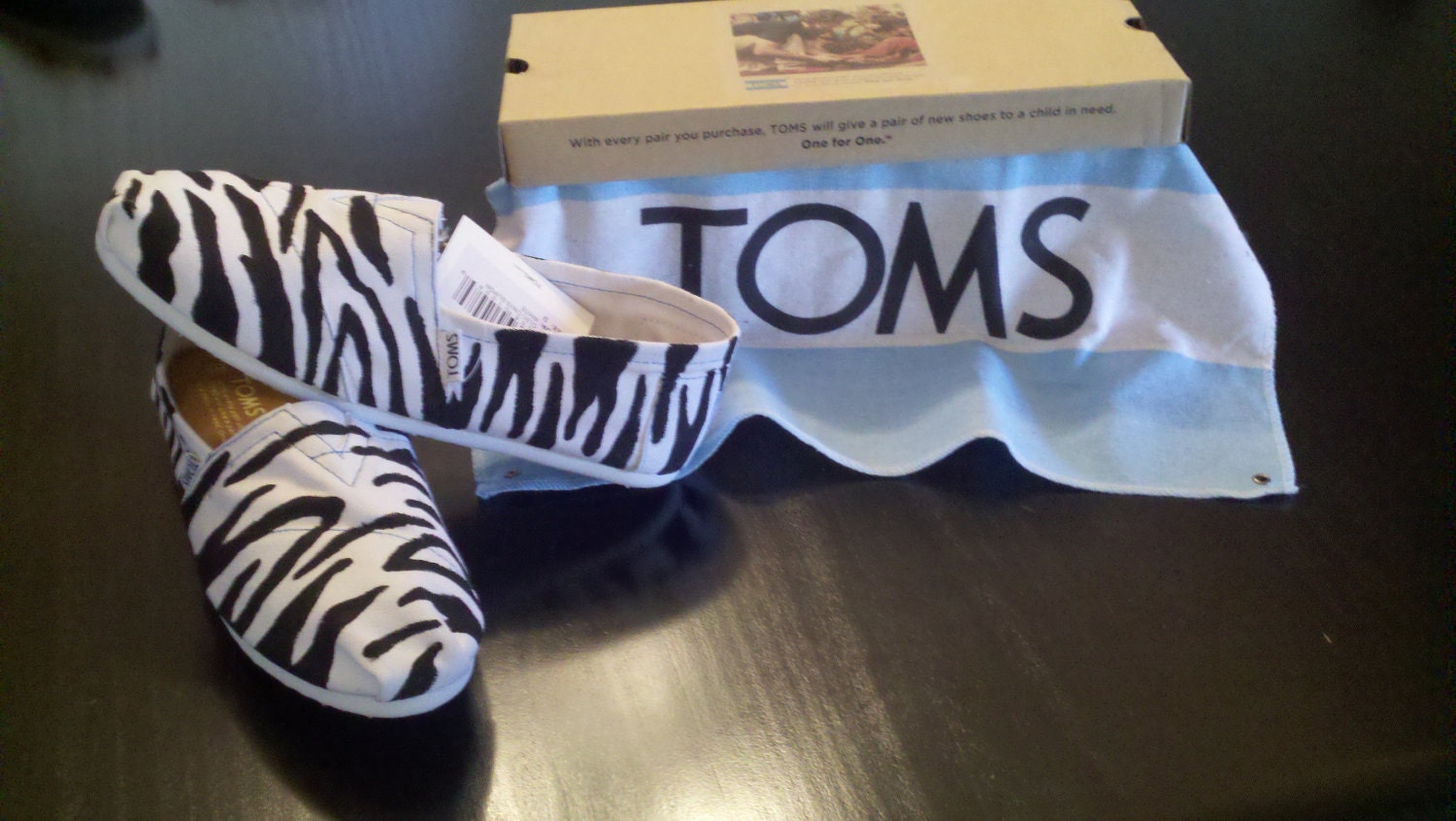 Zebra Print custom made on White TOMS