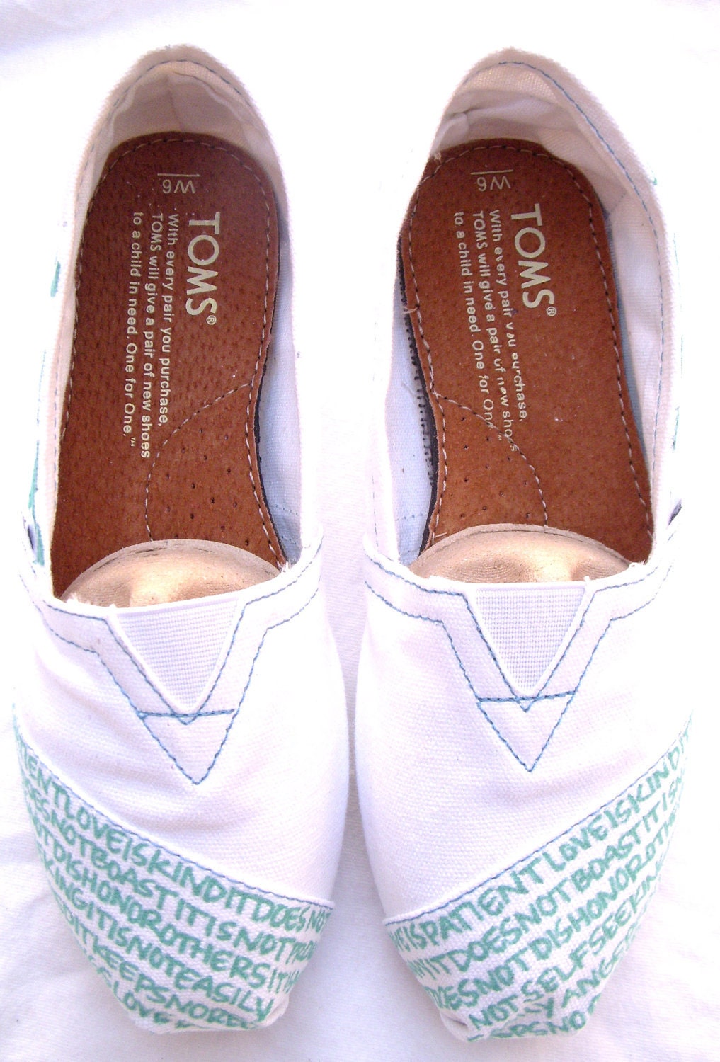 The Tiffany - Teal and White Custom TOMS