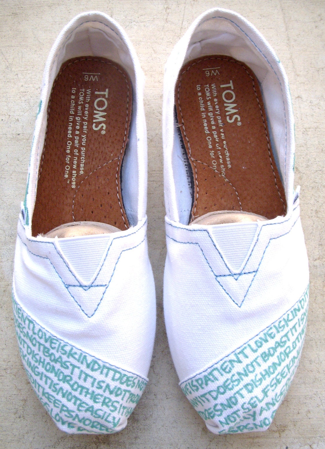The Tiffany - Teal and White Custom TOMS