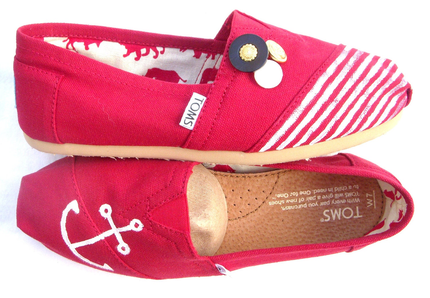 The Sailor - Red and White Custom TOMS