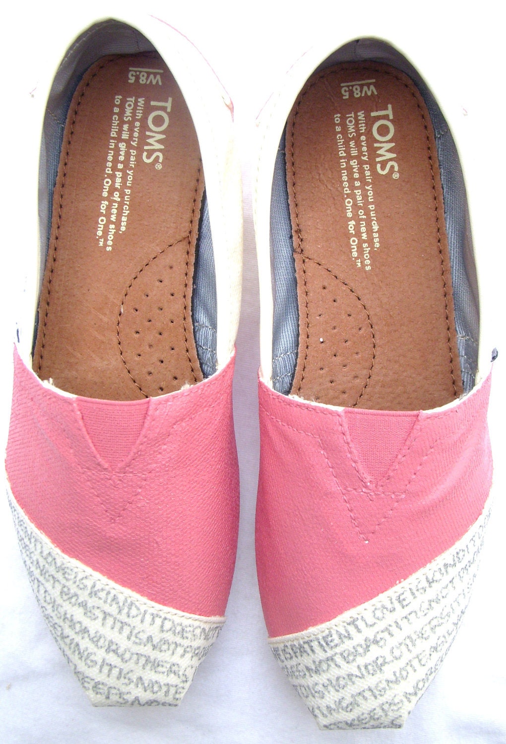 The Ariel - Coral Painted on Ivory Glitter TOMS
