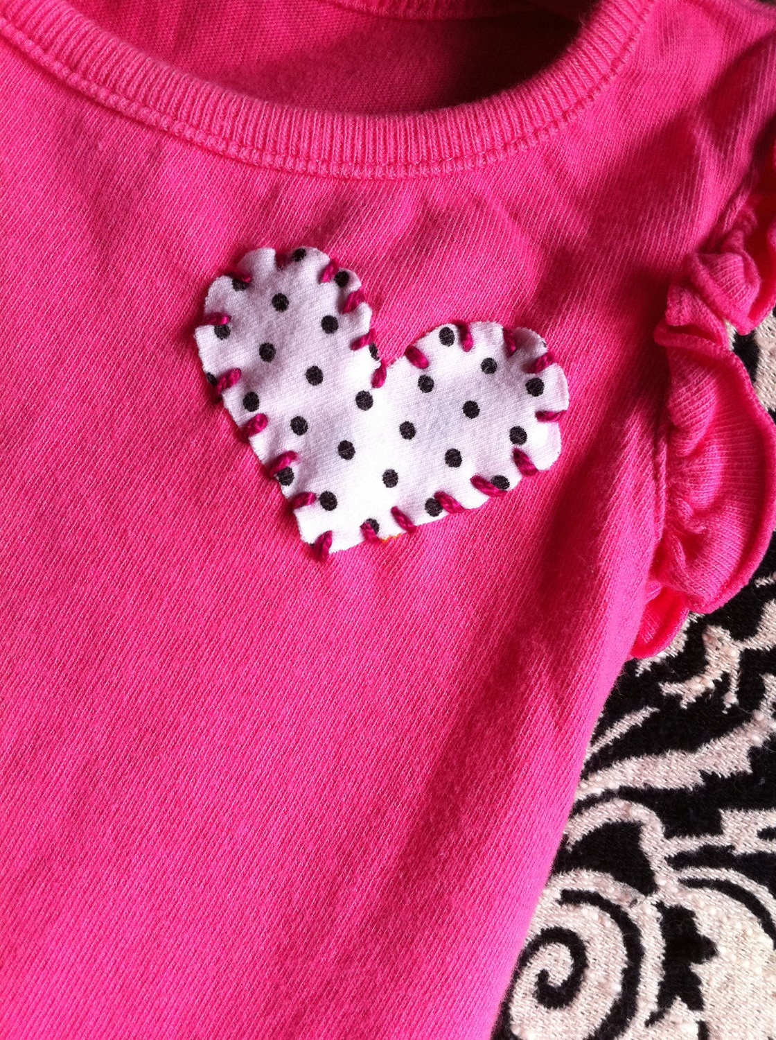 sample sale FREE shipping on second item OoAK upcycled floral ruffle t-shirt heart dress 2t 3t