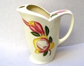 Vintage Pitcher, Rare Vernonware Lotus Design.  Midcentury Pitcher, 1960s, Handpainted, Vase.  Magnolia Flowers, Decoration Display Decor.