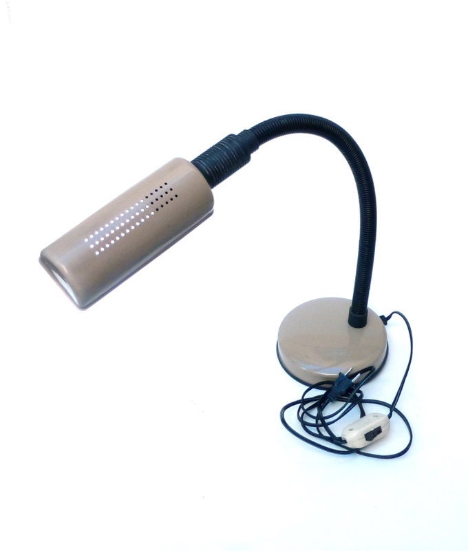 Vintage Gooseneck Lamp, Lumi, Italy.  Gray, Olive, Beige, Greige, Neutral.  Mod Appeal, 1970s, Collectable, Chic, Home Decor