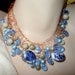 Blue Beautiful Blue Crystals in Sapphire, Sodalite, Leaf Agate, Smoky Quartz Crystals, and Sky Blue Glass Pearls Knitted Necklace