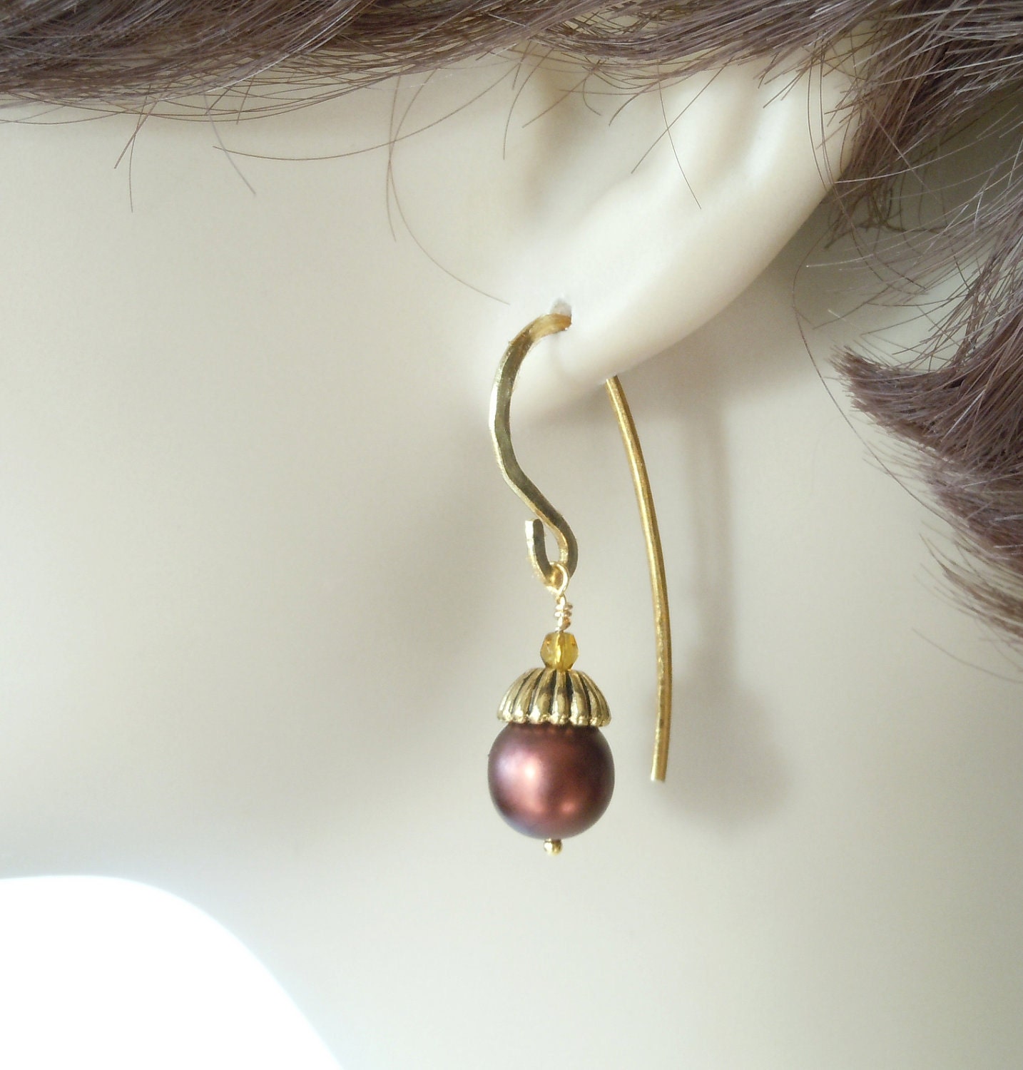 Brown Pearl Acron Earrings