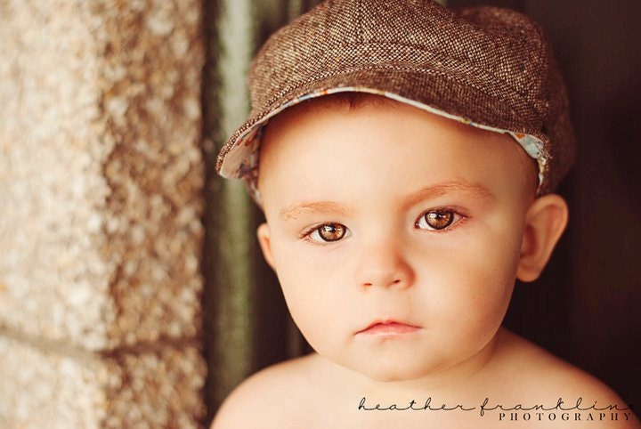 Kim Only Newsboy Cap Upcycled Baby Toddler Boy Hat / Photo Prop
