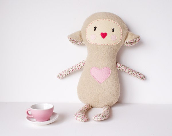 plush Lamb Girl - soft art doll, children toy