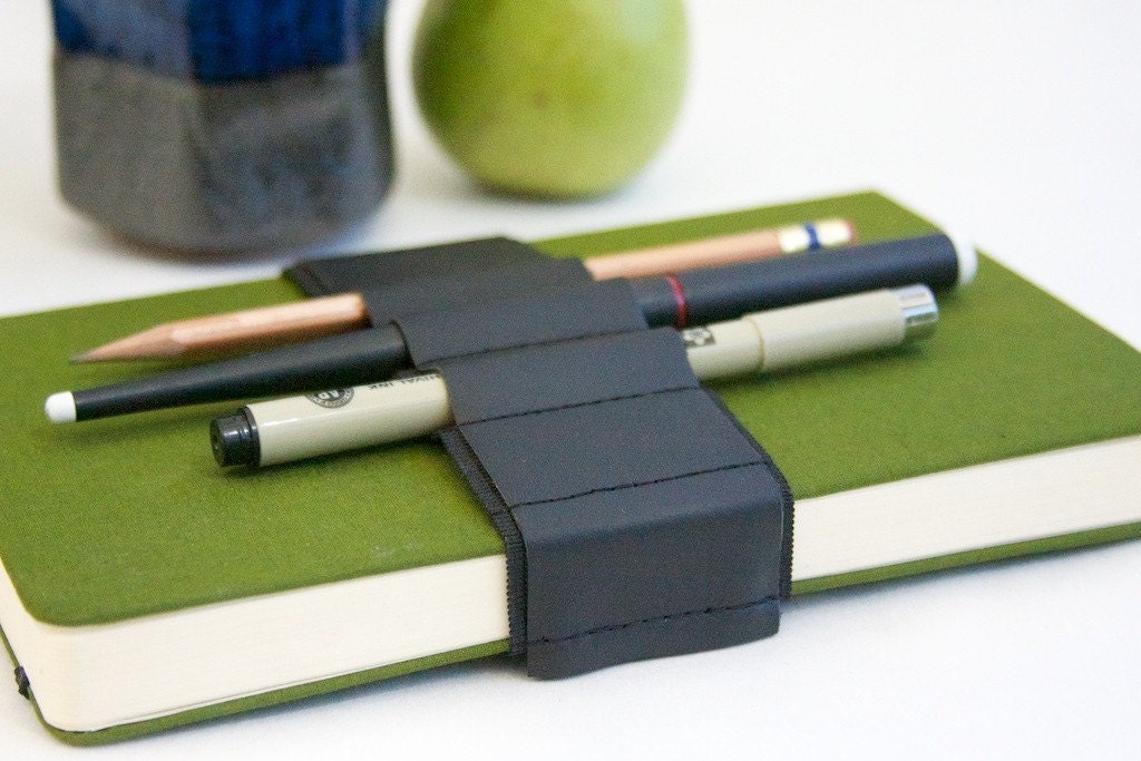 Journal Bandolier / pencil pouch alternative / Black Leather