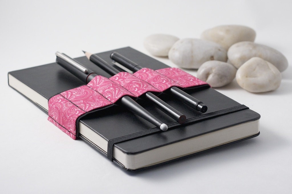 Journal Bandolier / replace that pencil case / pink doodle