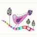 Original Illustration, Original Art, Original Drawing, Stylised Bird, Nature, Garden, Multicoloured Hand Drawn