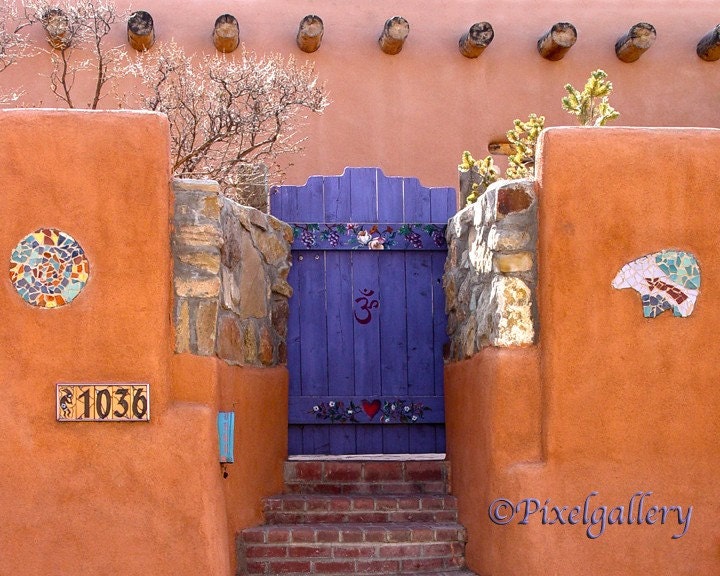 Santa Fe Purple Gateway - Purple and Orange - Wall Art - Adobe - 8x10 Giclee Print