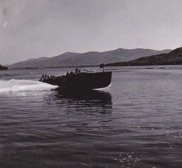 Speedboat on Lake Luzerne, N.Y.- 1950s Vintage Photograph