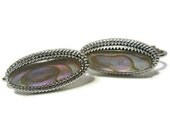 Hinged Vintage Abalone Screw Back Earrings
