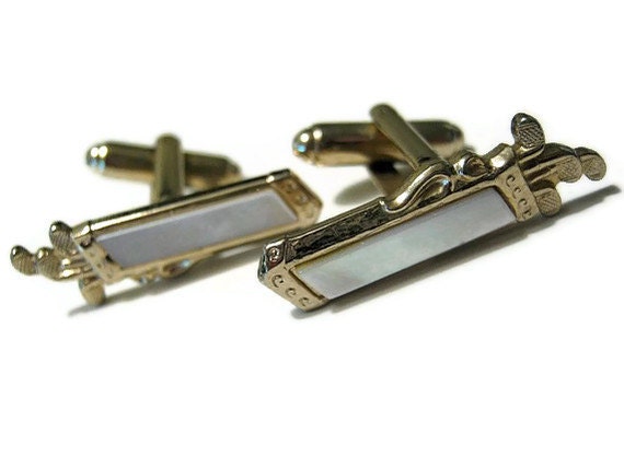 Gold Tone Vintage Golf Club Cufflinks