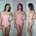Get physical ... Vintage 80s onsie bodysuit / one piece swimsuit / high cut / bathing suit maillot / tank leotard ... S M / bust 34