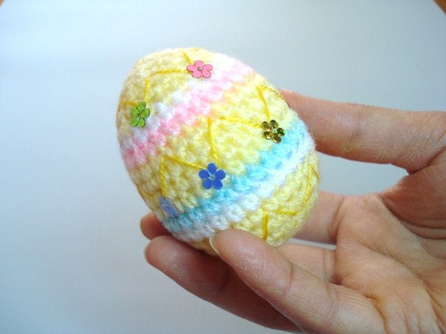 Crochet Amigurumi Style Easter Egg - Pastel Yellow