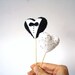 Wedding Cake Topper, Bride and Groom, Crocheted hearts, Wedding gifts, Black, White, Unique