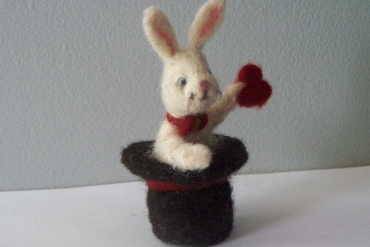 Pull Rabbit Out of a Hat   wool felt  Rabbit Finger Puppet