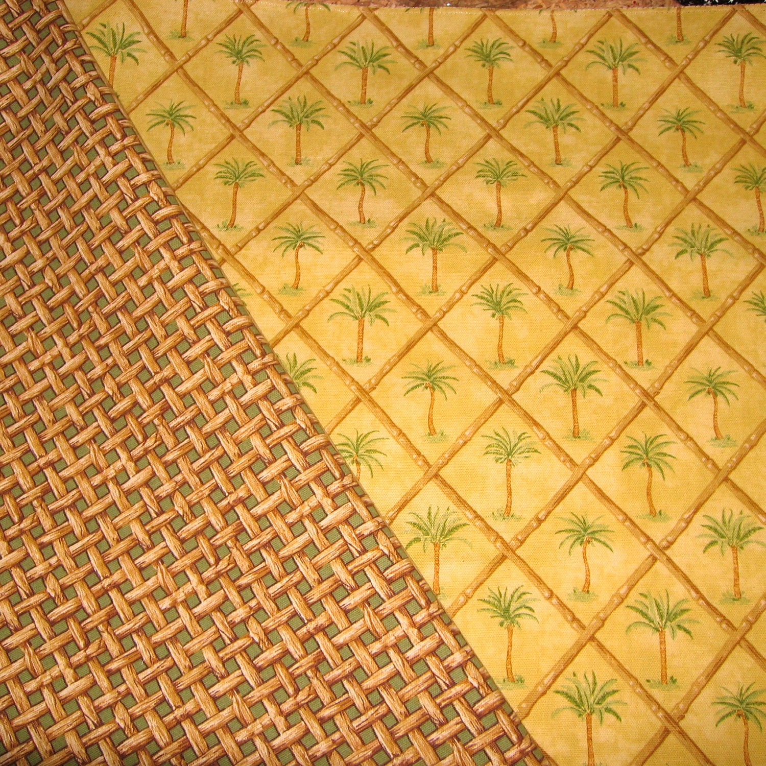 Tropcial Fabric - 100% Cotton Green Palm Tree Bamboo Pillow Sewing Fabric for Home Decor and Craft Projects Trimming Trimmings Fringing