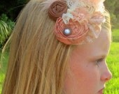 Rosette Hairclip Mocha Blush Mimi's Attic hand rolled rosette hairclip