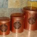 Vintage 3 Piece Canister Set, Retro, Kitchen, Copper
