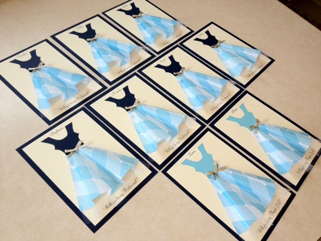 Will You Be My Bridesmaid Card, Maid/Matron of Honor, Wedding Party, 9 cards and envelopes, Any Color