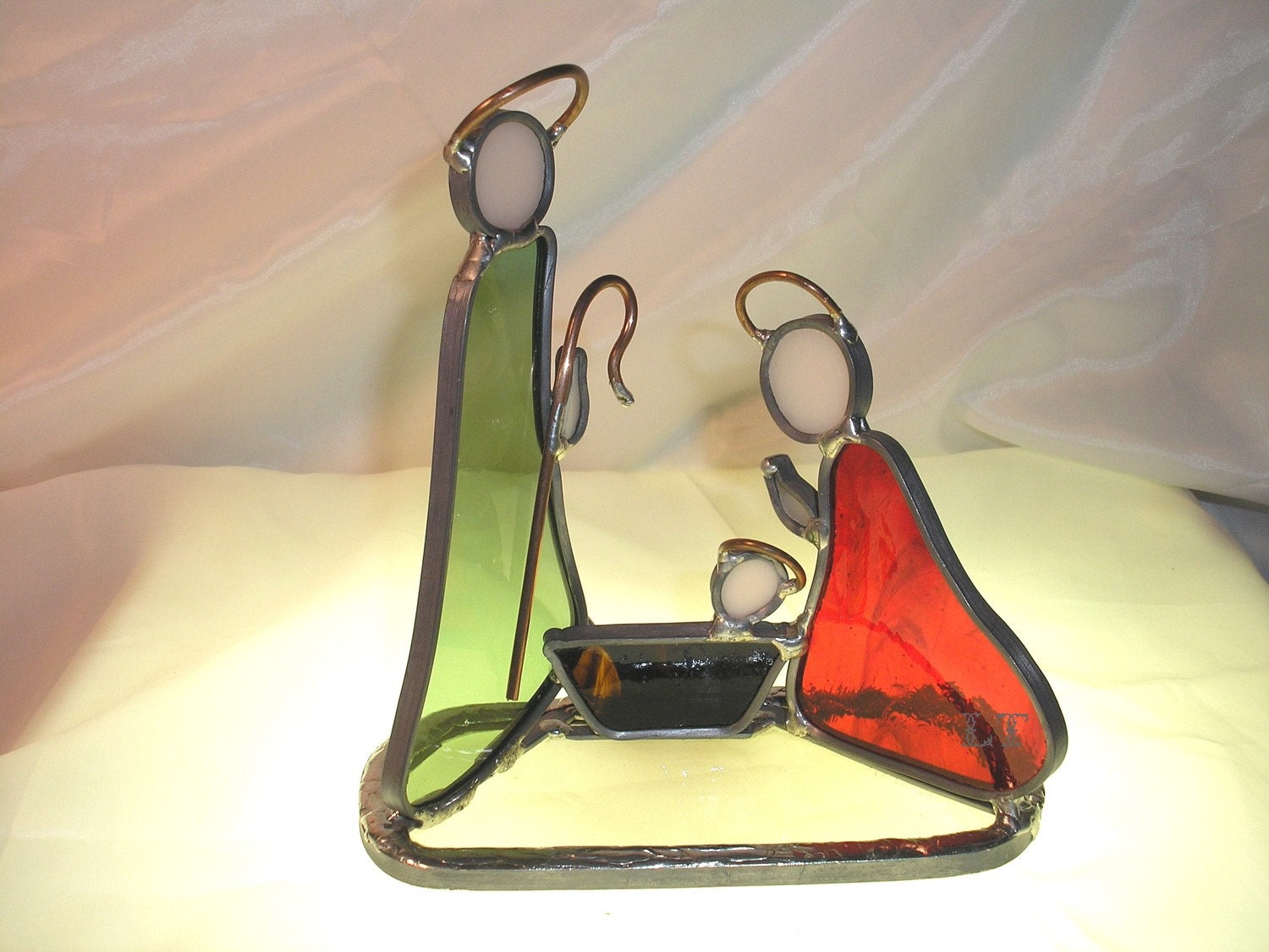 LT Stained glass Nativity Christmas ornament by UniqueStainedGlass