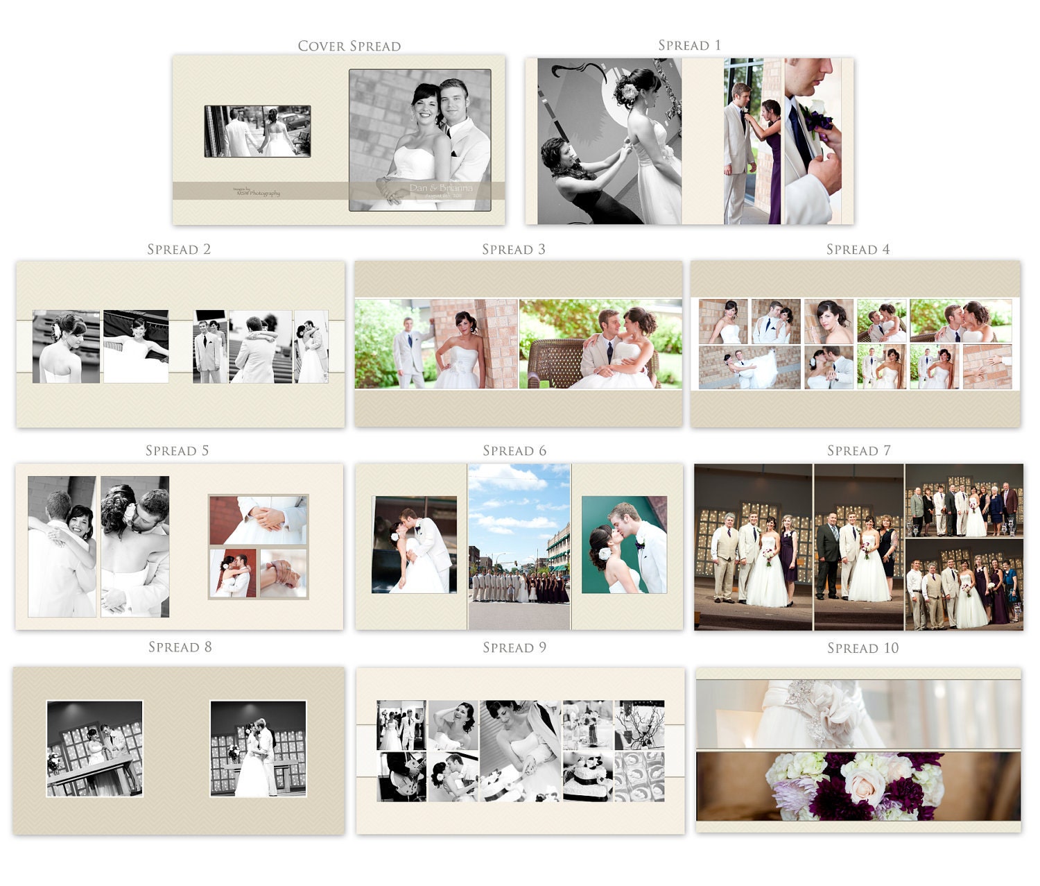 10x10 Square Album Template "All About Chevron" - 20 Pages - 10 Spreads WHCC, Bay Photo Wedding Album