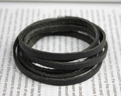 black wraps genuine leather bracelet with silver magnetic clasp esc268