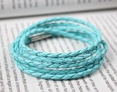 turquoise braid leather bracelet with magnetic clasp women esc322