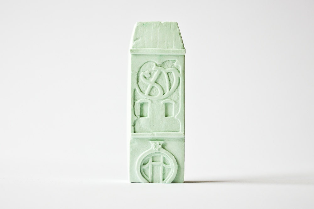 Paris Architecture - Ceramic clay house by Artisanie Europe - spring colors pastel green modern chic decor shamrock st patricks day