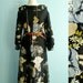 Vintage maxi dress / floral print / black white grey yellow / boho / long / medium large