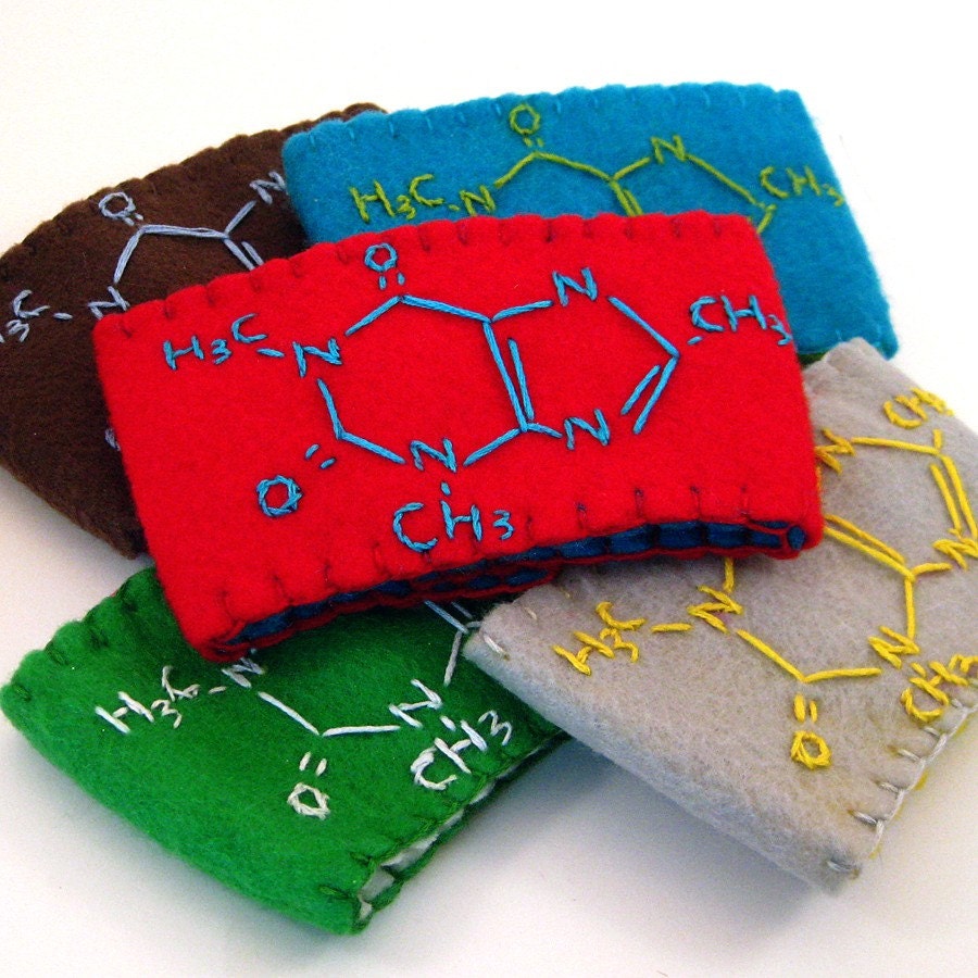 caffeine molecule coffee sleeve MADE TO ORDER