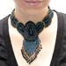 Black Beadwork Necklace Fringed Choker Peacock
