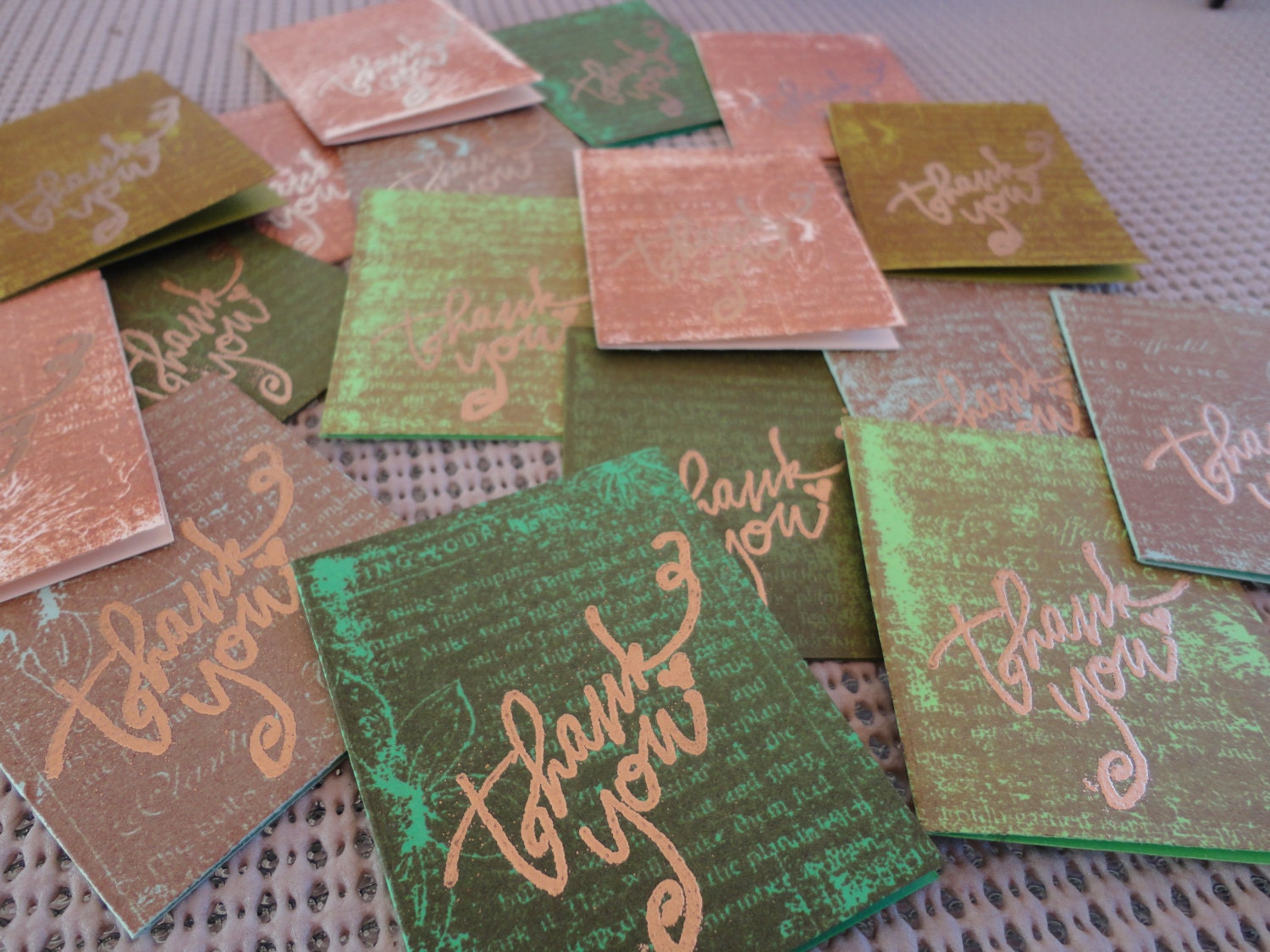 17 Mini Distressed Thankyou Note Cards, Gift Enclosure, Customer Thankyou, Gift Tag