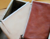 Hand Stitched Leather Pouch/ Cosmetic Bag/ Stationary Bag (Soft Leather)