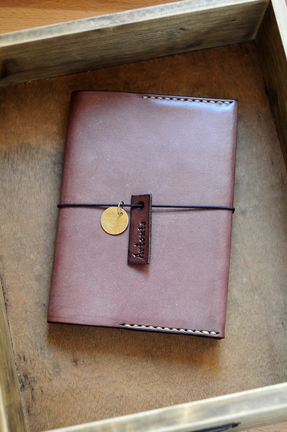 Hand Stitched Dark Brown Leather Schedule/ Book Cover