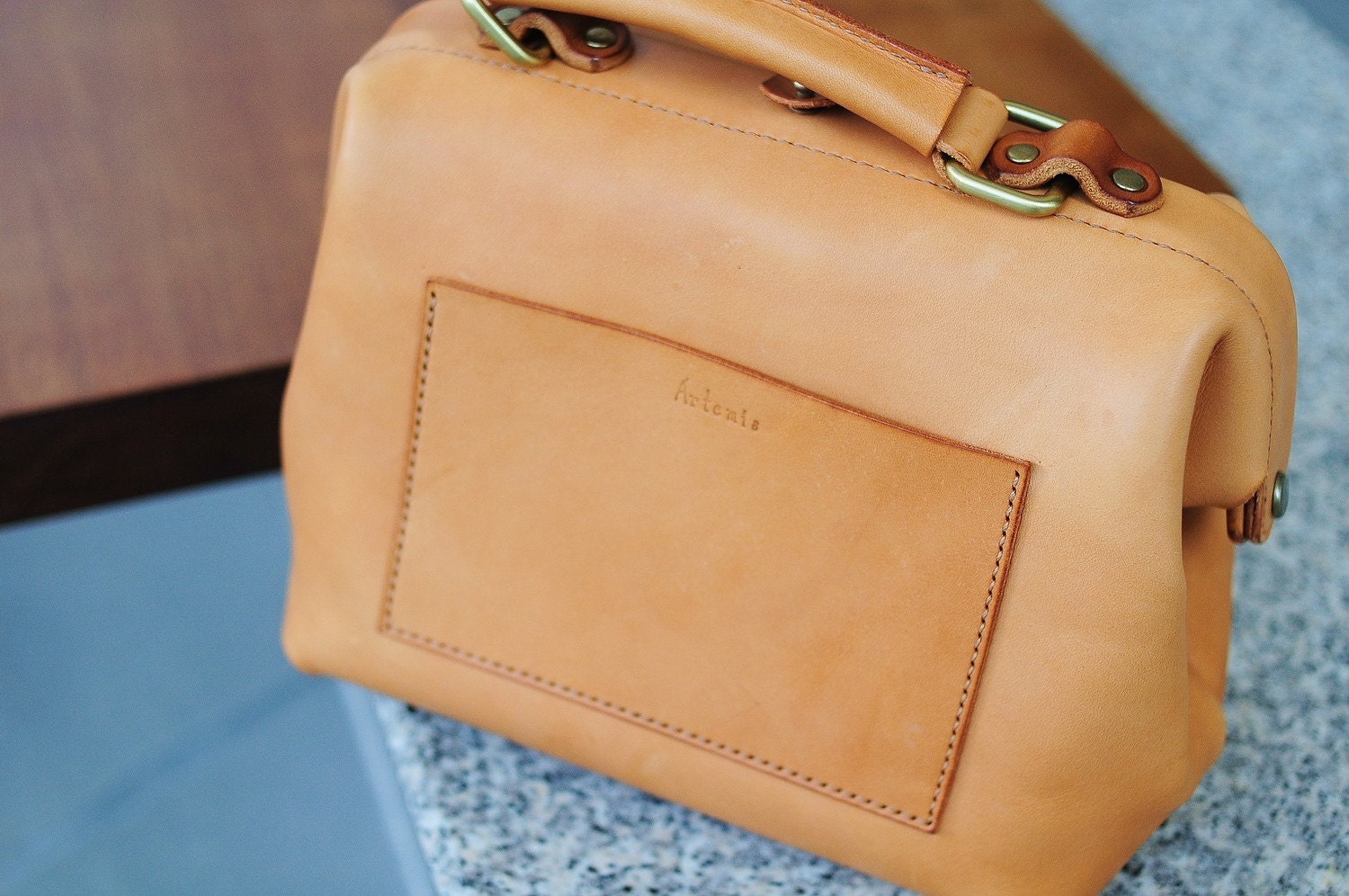 Hand Stitched Leather Doctor Bag/ Carry on Bag