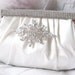 White Satin Fabric Wedding Bridal Bag Clutch Formal Wear with Removable Brooch