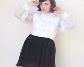 Vintage 1960s Dress - Zou Bisou Bisou - Black and White Chiffon Tuxedo Party Dress