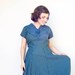 Vintage 1960s Dress - Grasshopper - Blue and Green Plaid Cotton Day Dress