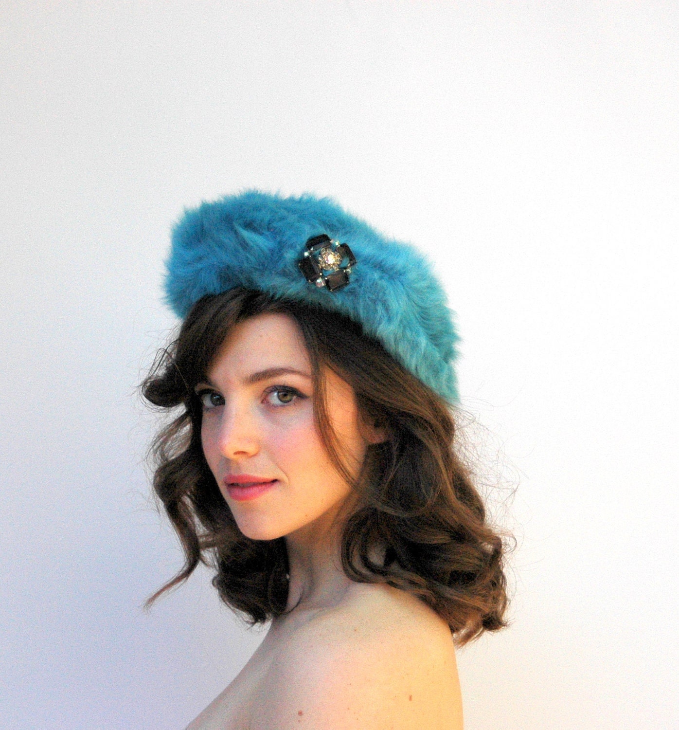 Vintage 1960's Hat - Blue Raspberry - Bright Blue Soft Angora Beret